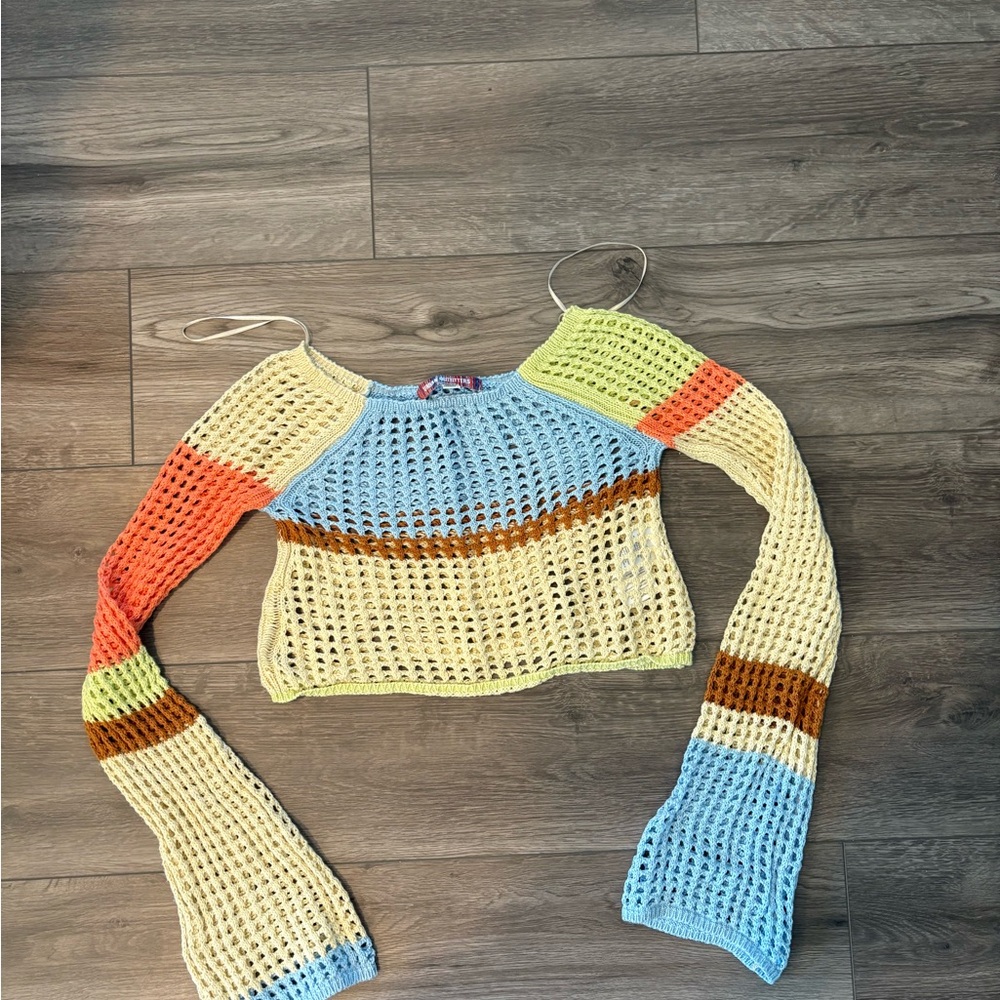 Urban Outfitters Multicolor Crochet Long Sleeve Top